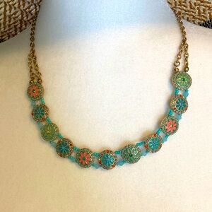 Elegant Gold and Turquoise Necklace with adjustable length and lobster 🦞 clasp